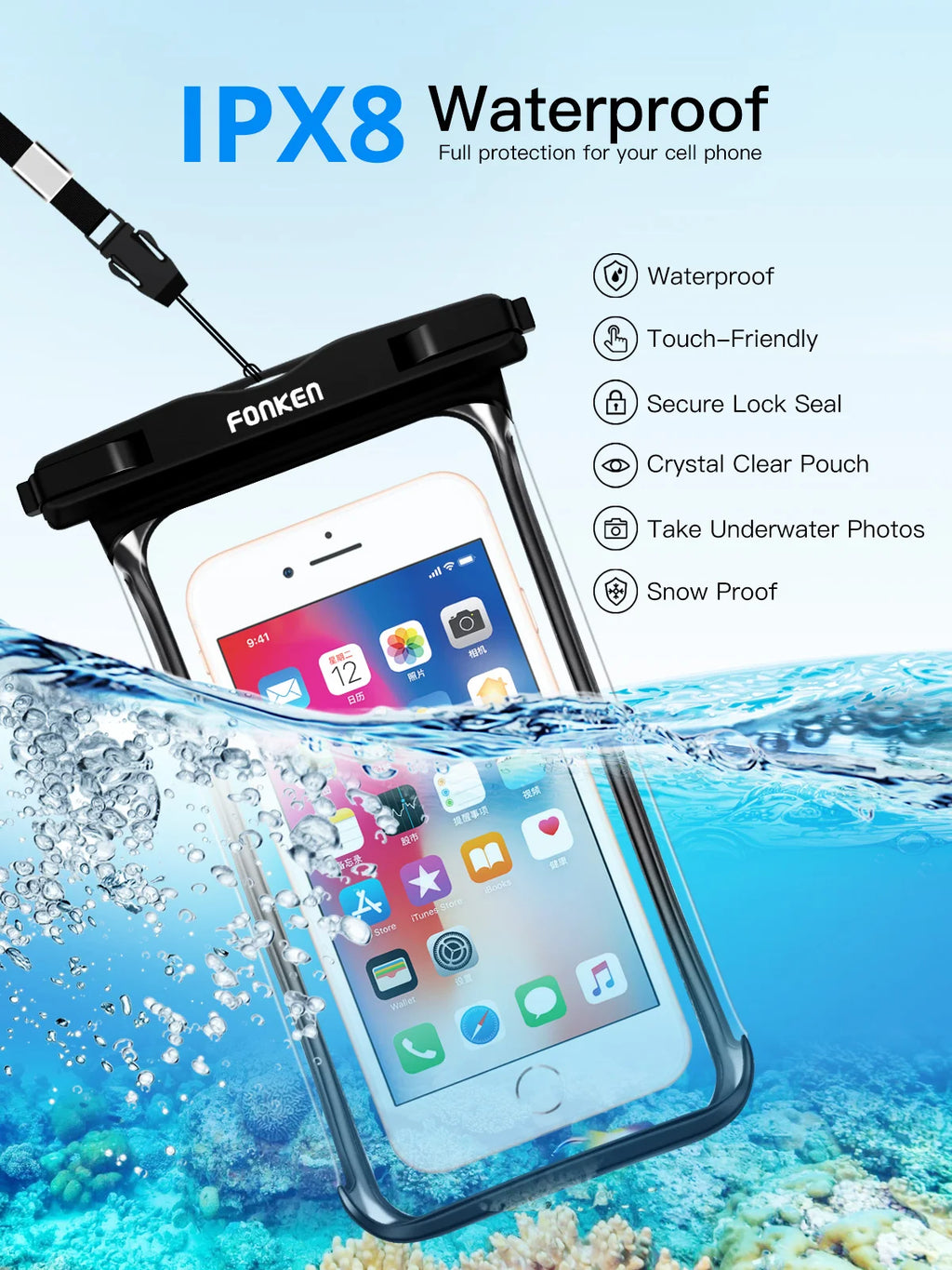 Full-View Waterproof Phone Case – Underwater Photos
