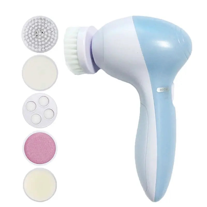 5-in-1 Electric Facial Cleansing Brush – Rechargeable Face Spa