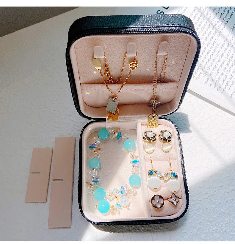 Portable Mini Jewelry Travel Case – PU Leather Organizer