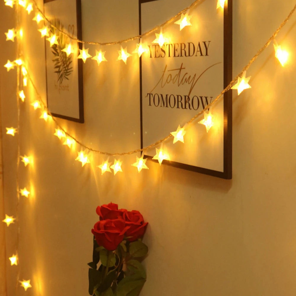 LED Star Fairy Lights – Indoor/Outdoor String Garland
