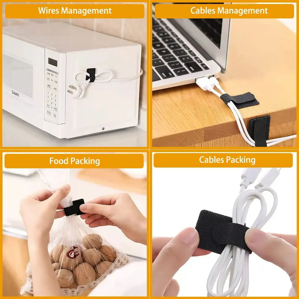 20-Pack Reusable Cable Management Straps – Self-Adhesive