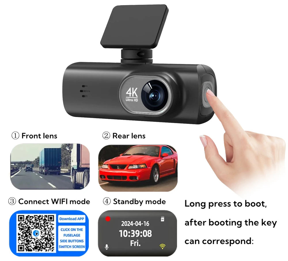 4K WiFi Dash Cam – Dual Lens