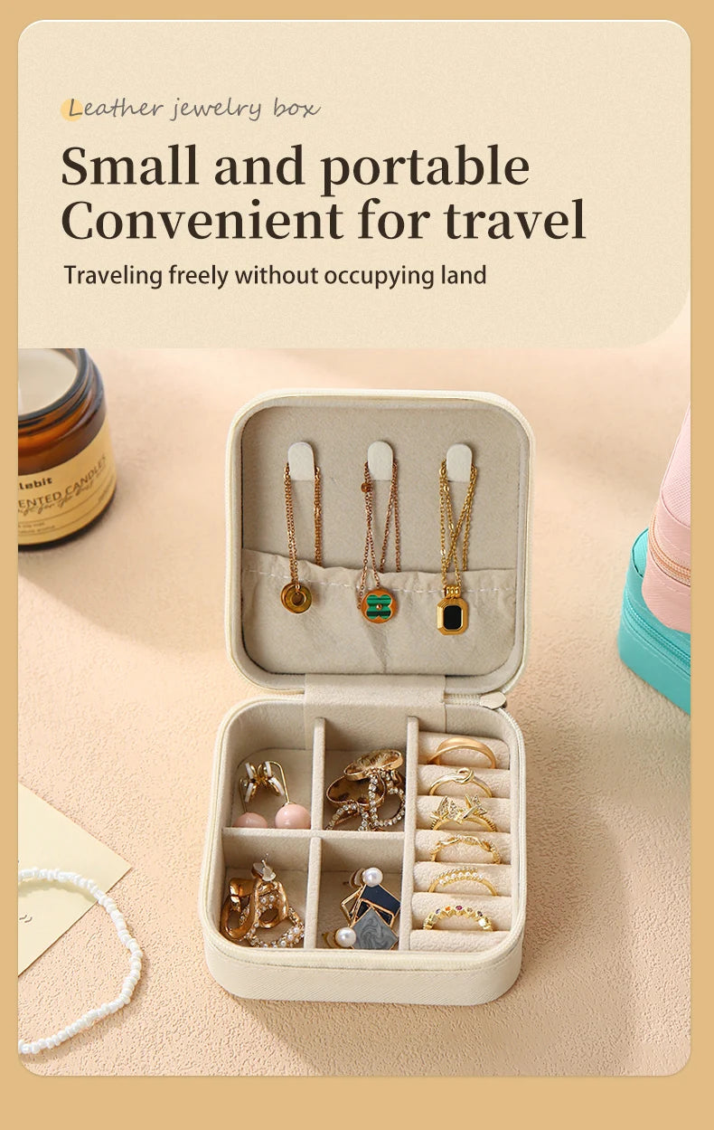 Portable Mini Jewelry Travel Case – PU Leather Organizer