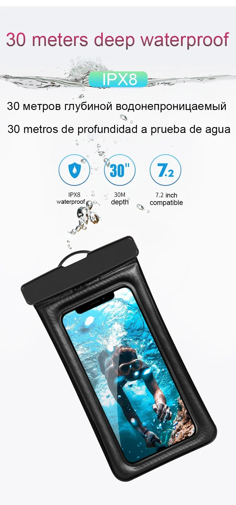 Waterproof Phone Pouch – Touchscreen Friendly, Glow Edge