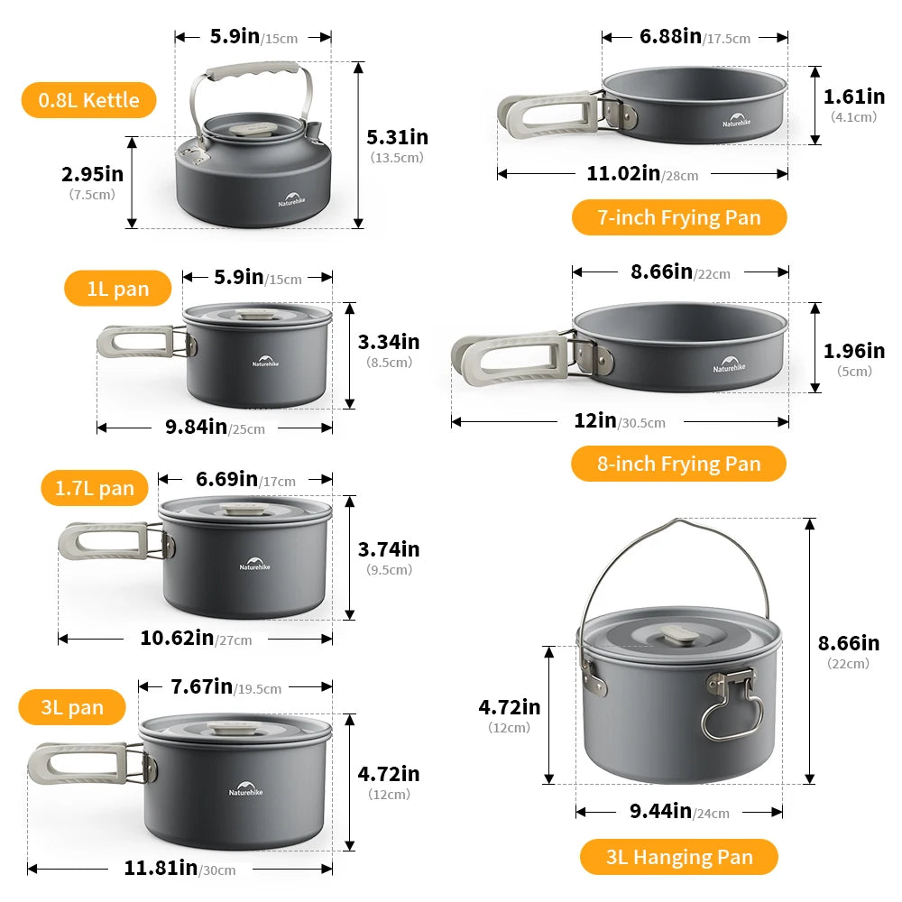 Camping Cookware Mess Kit – Portable Pot & Frying Pan Set