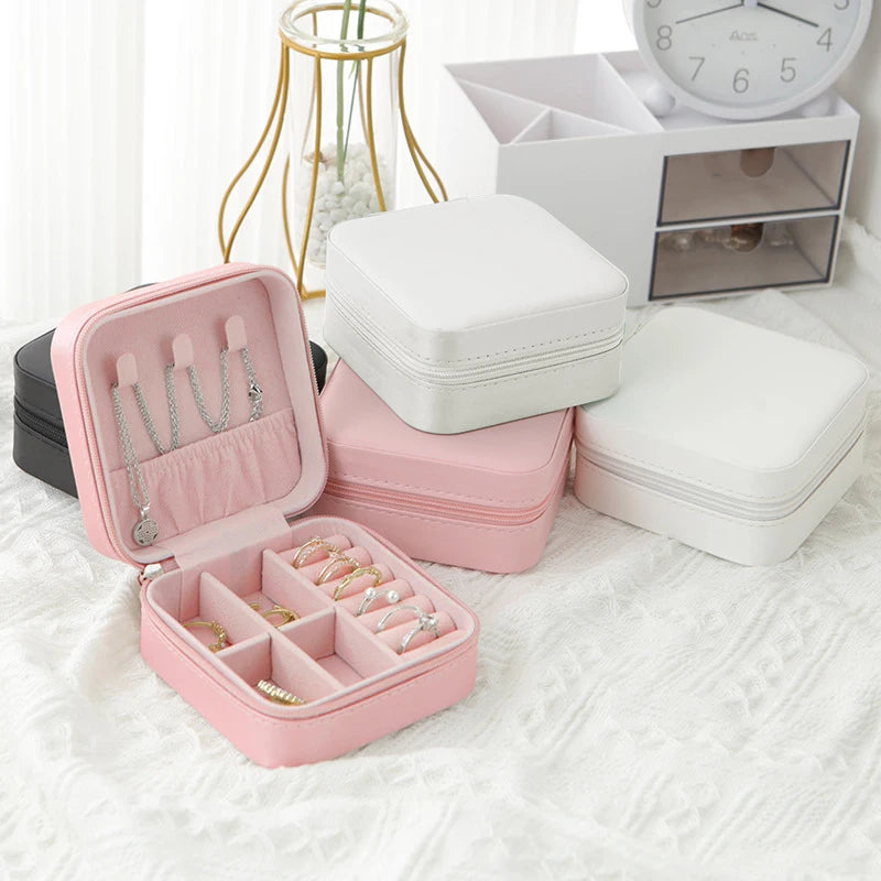 Single-Layer Leather Jewelry Box – Travel Storage
