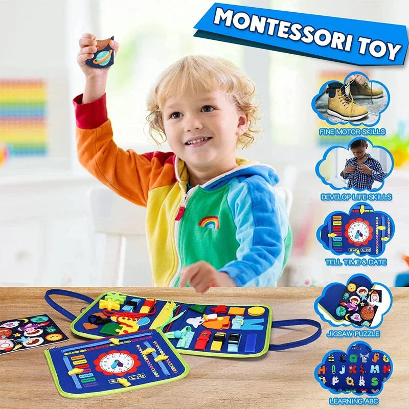 Montessori Felt Busy Book – Quiet Travel Activity Toy