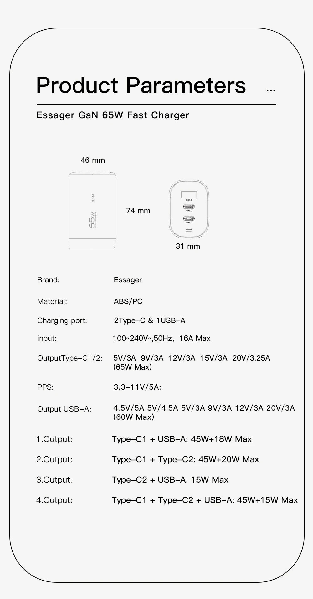 Essager 65W GaN USB-C Fast Charger – Laptop, Tablet & Phone