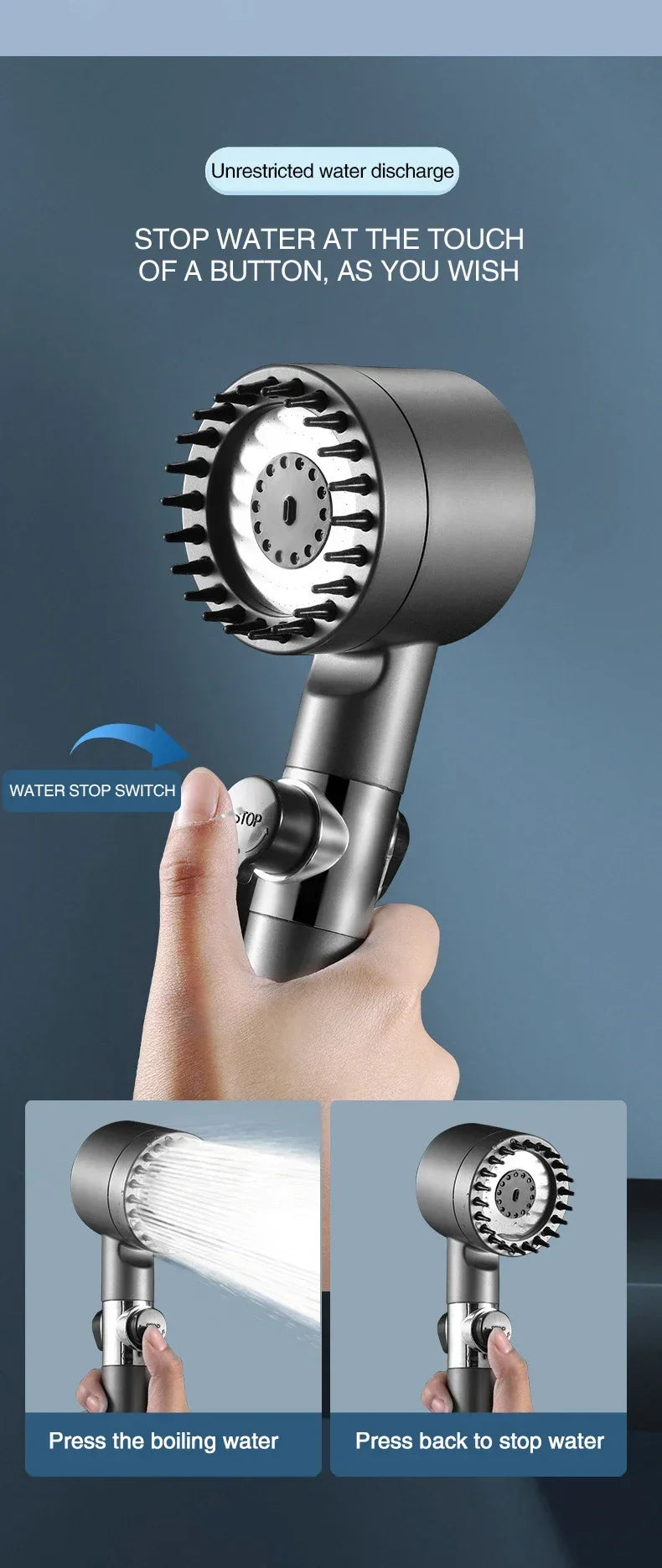 Filtered Shower Head – High Pressure, 3 Modes