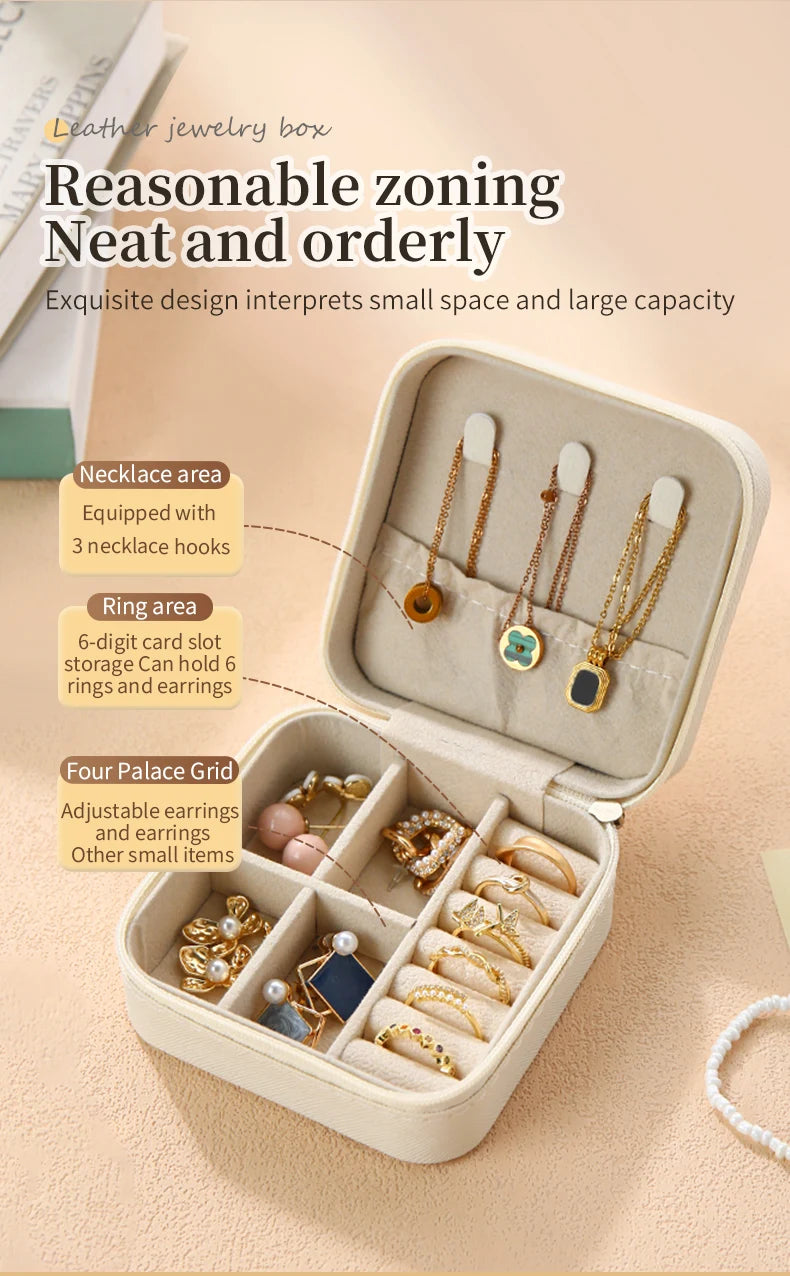 Portable Mini Jewelry Travel Case – PU Leather Organizer