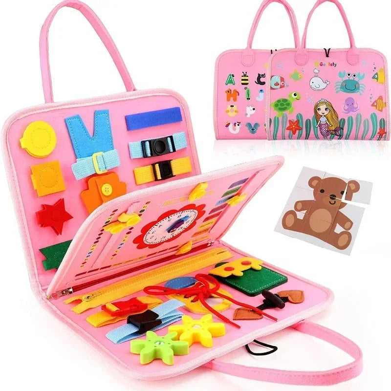 Montessori Felt Busy Book – Quiet Travel Activity Toy