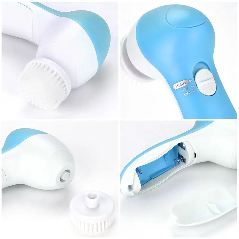 5-in-1 Electric Facial Cleansing Brush – Rechargeable Face Spa