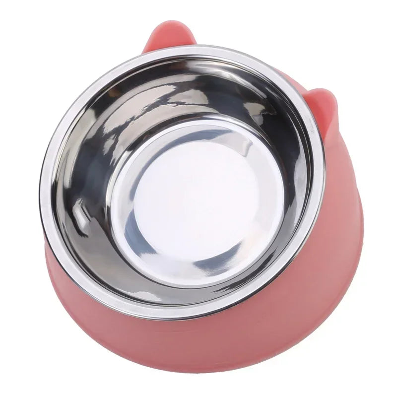 Tilted Stainless Steel Double Pet Bowl