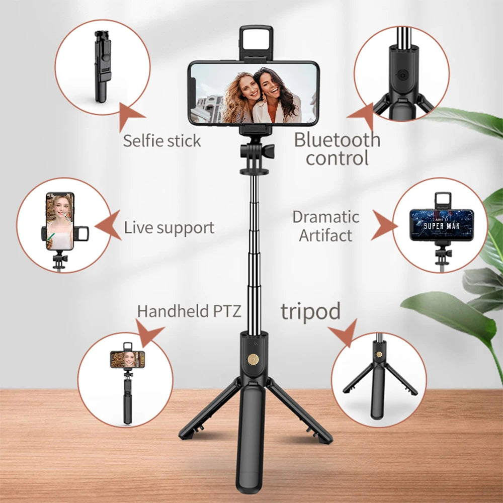 Selfie Stick Tripod with Fill Light – Wireless Remote