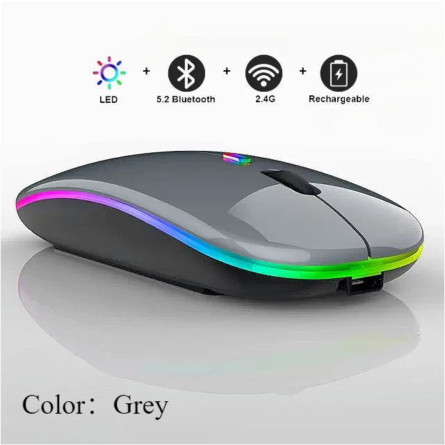 Rechargeable Silent Wireless Mouse – Bluetooth + USB