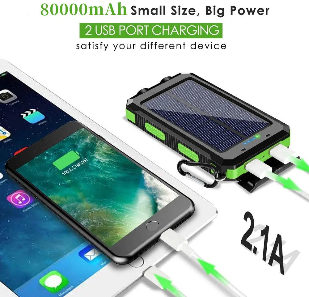 Solar Power Bank with LED Light – Outdoor Portable Charger