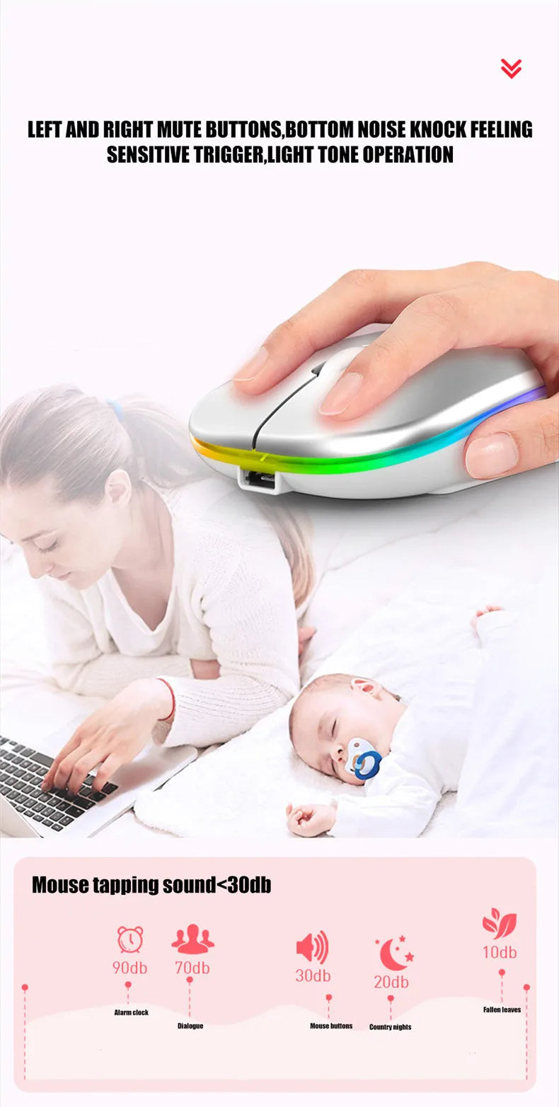 Rechargeable Silent Wireless Mouse – Bluetooth + USB