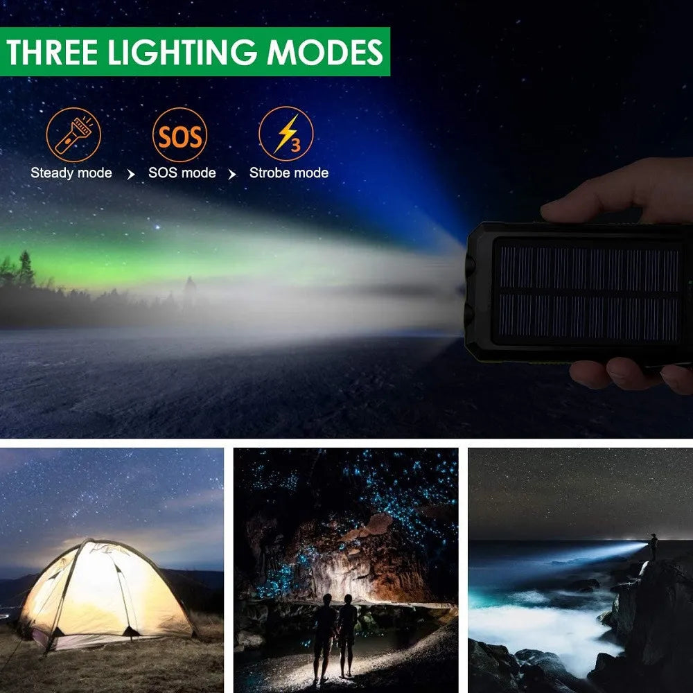 Solar Power Bank with LED Light – Outdoor Portable Charger