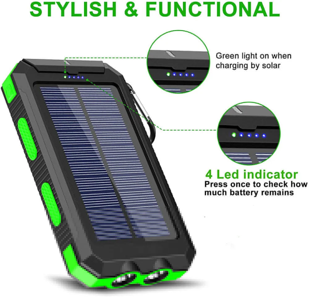 Solar Power Bank with LED Light – Outdoor Portable Charger