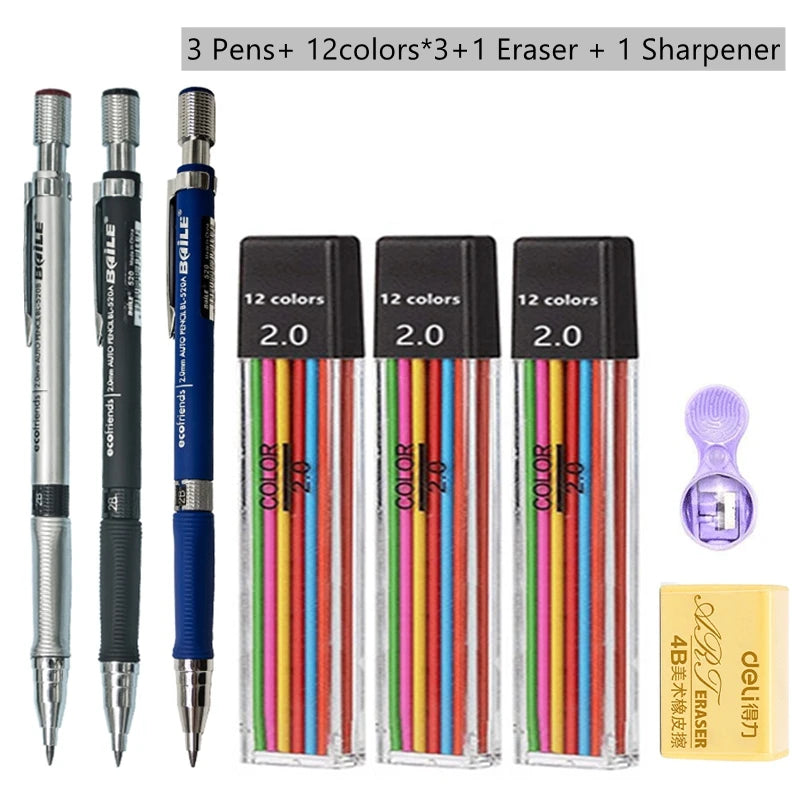 2.0 mm Mechanical Pencil Set with Lead Refills