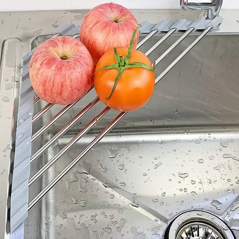 Roll-Up Over-the-Sink Dish Drying Rack – Foldable Stainless Steel