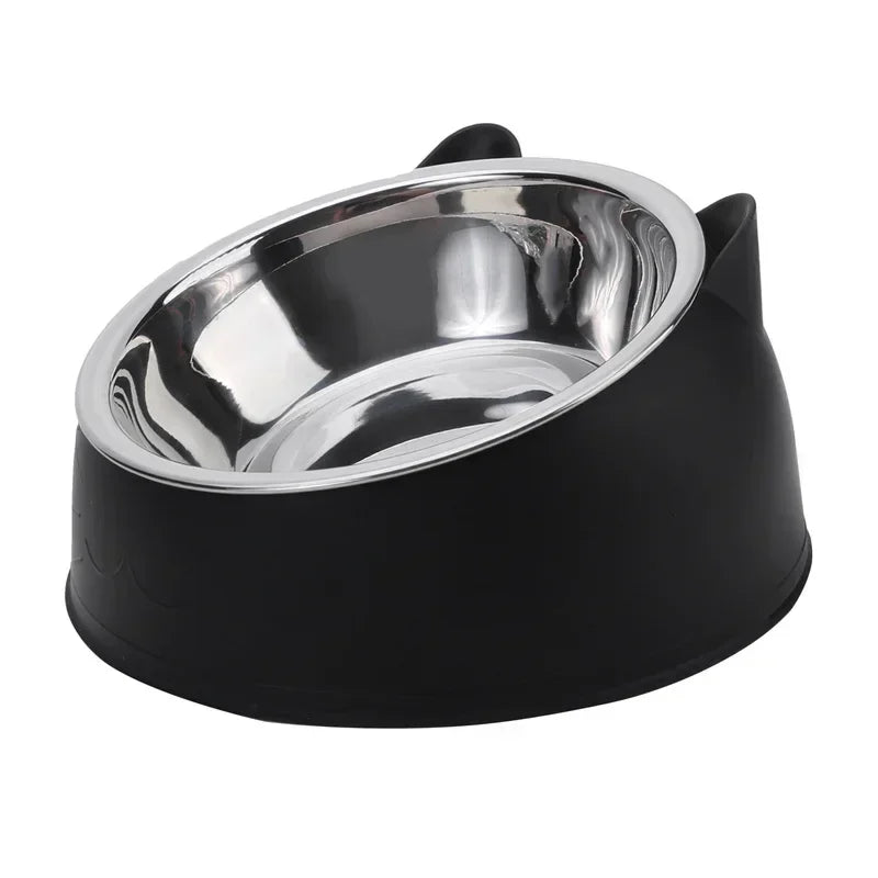 Tilted Stainless Steel Double Pet Bowl