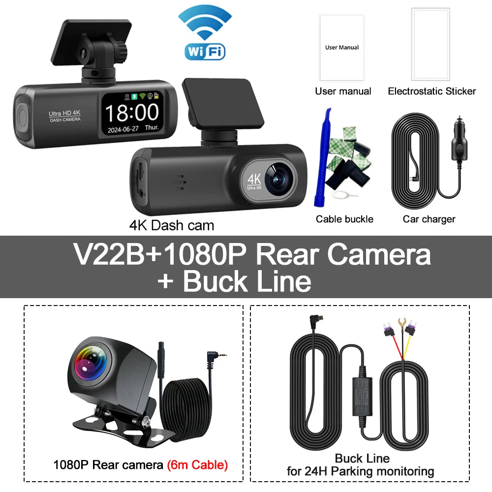4K WiFi Dash Cam – Dual Lens