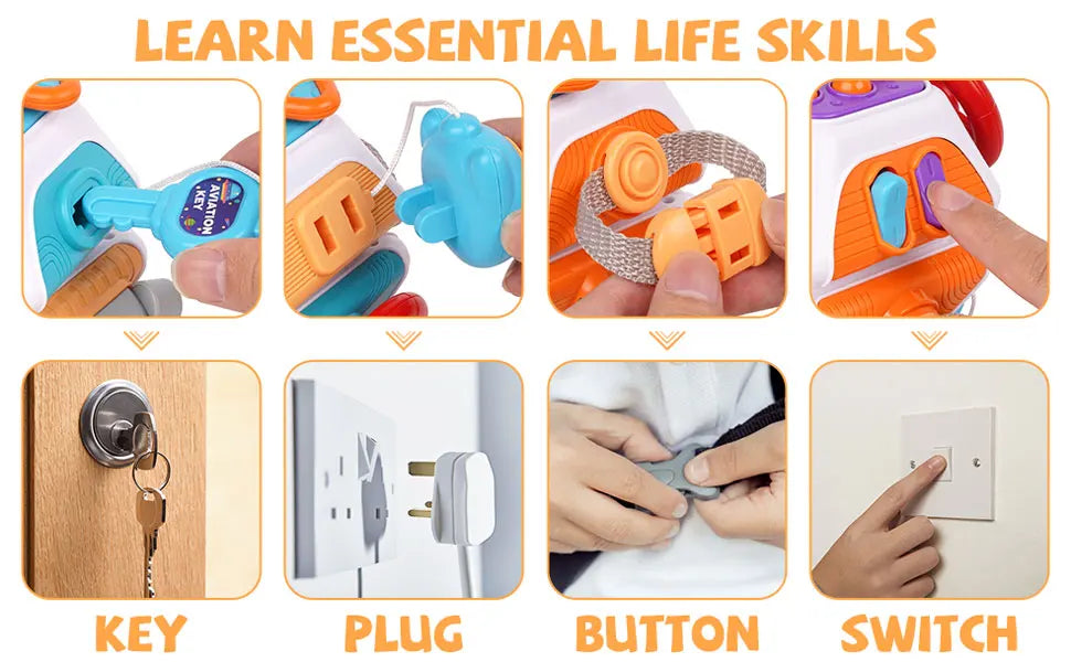 Montessori Busy Board Cube – Sensory Learning Toy for Toddlers