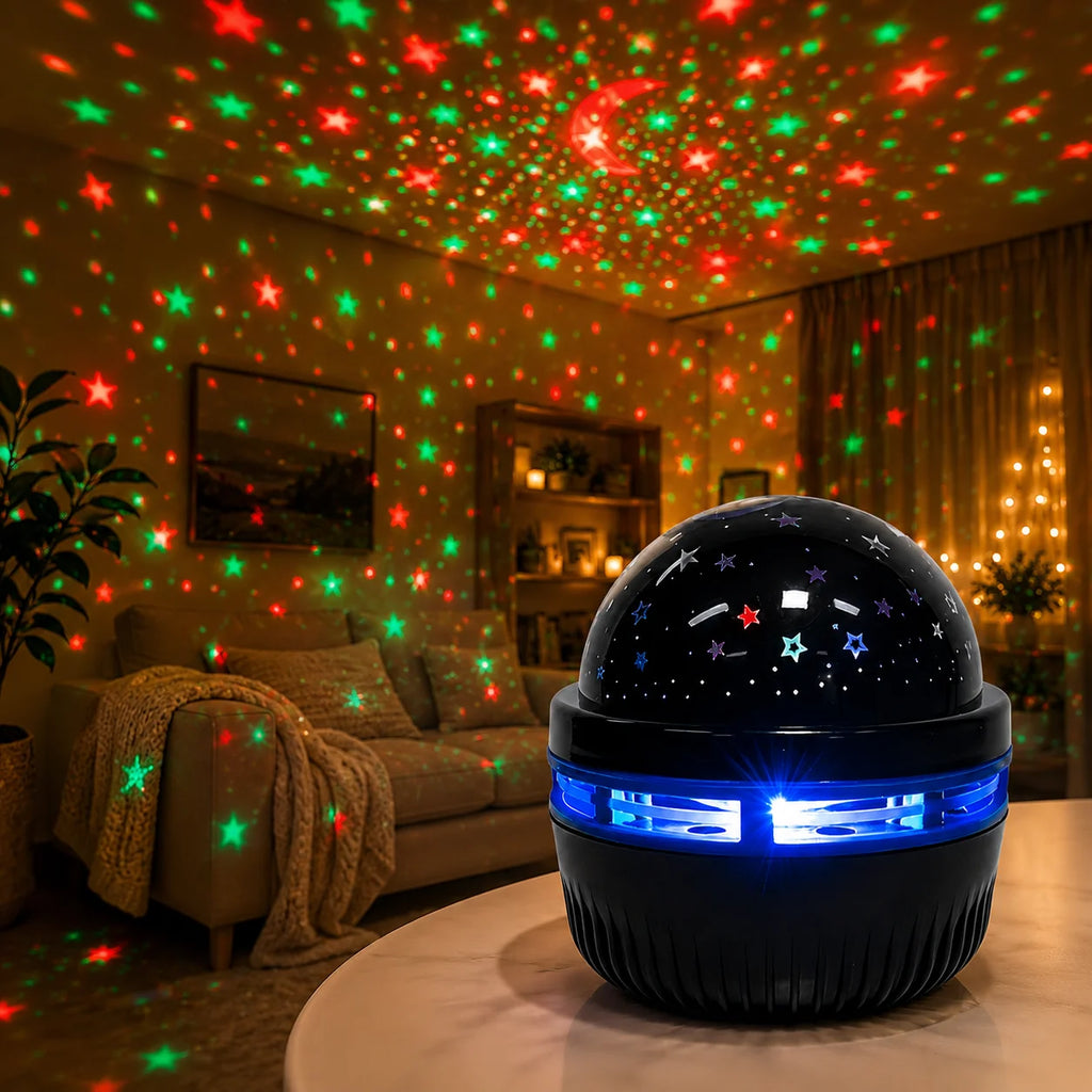 Galaxy Star Projector Night Light – Moon & Stars RGB