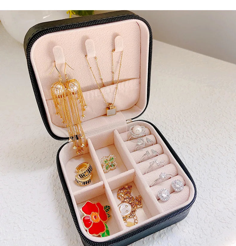 Portable Mini Jewelry Travel Case – PU Leather Organizer