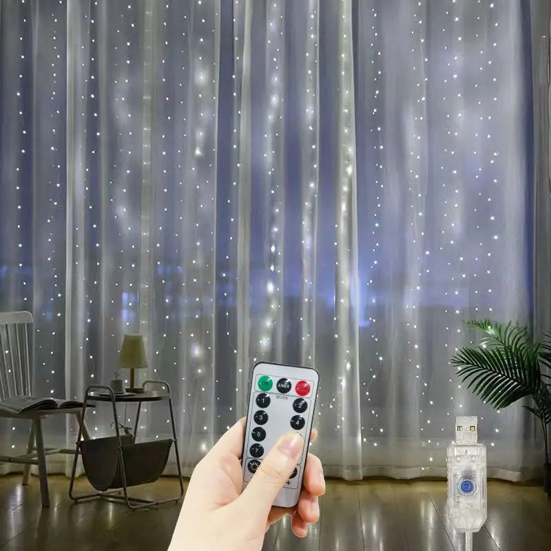 LED Curtain String Lights – USB, Remote Control