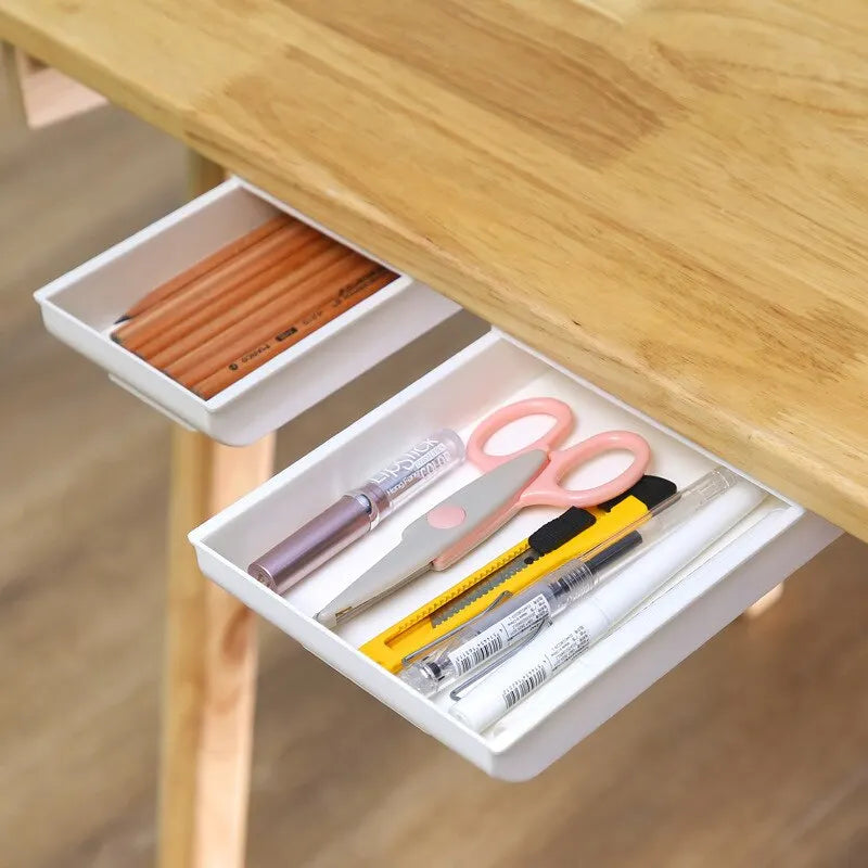 Under-Desk Self-Adhesive Hidden Drawer Organizer