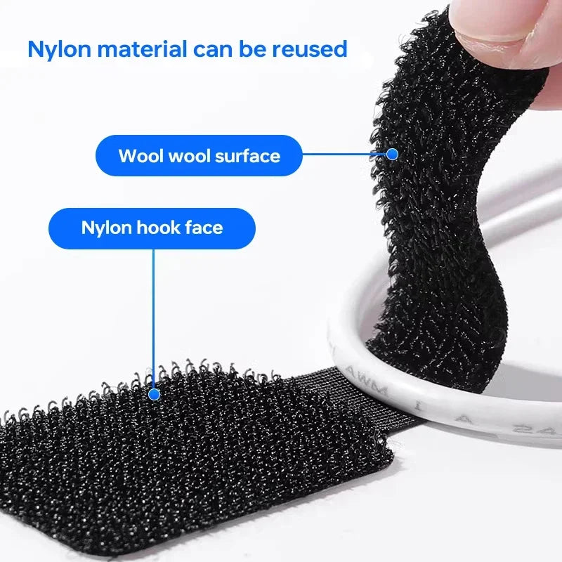 20-Pack Reusable Cable Management Straps – Self-Adhesive