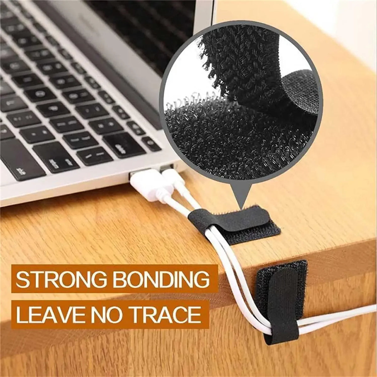 20-Pack Reusable Cable Management Straps – Self-Adhesive