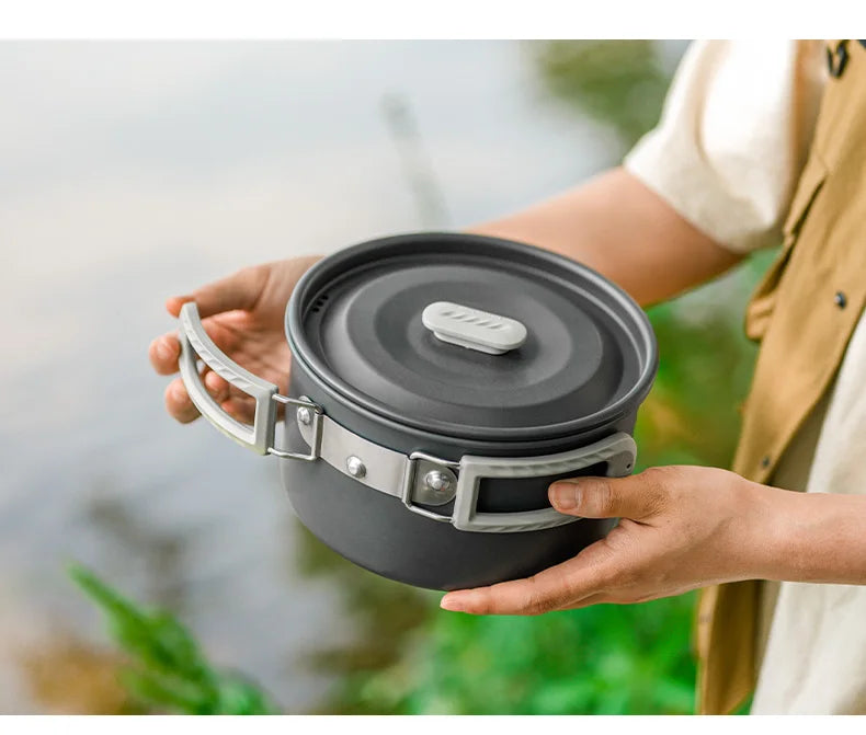 Camping Cookware Mess Kit – Portable Pot & Frying Pan Set