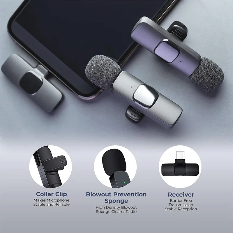 Wireless Lavalier Microphone – Noise Cancelling Mini Mic for Vlogging