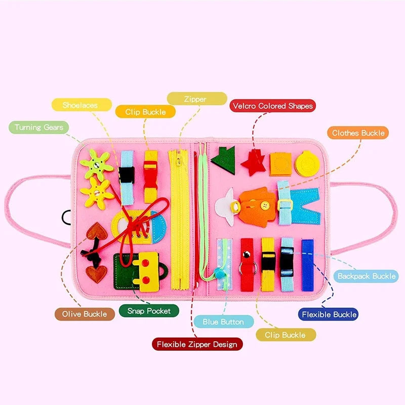 Montessori Felt Busy Book – Quiet Travel Activity Toy