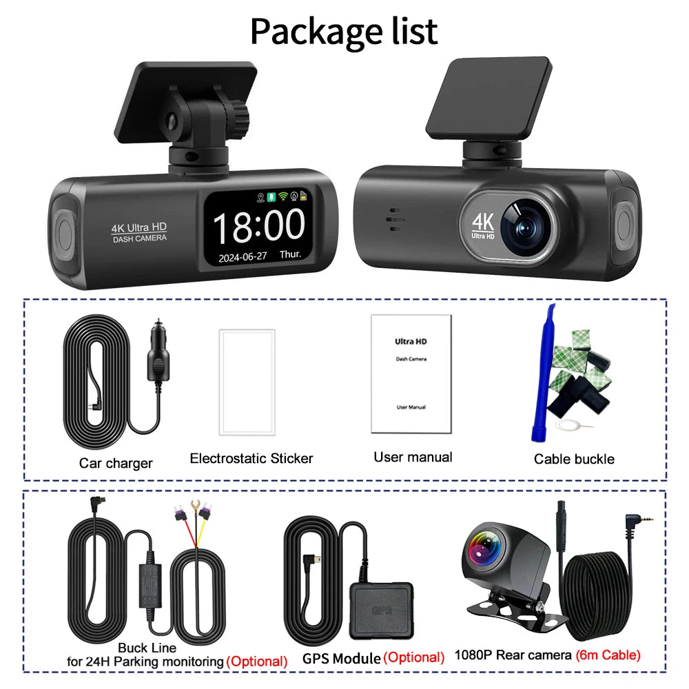 4K WiFi Dash Cam – Dual Lens