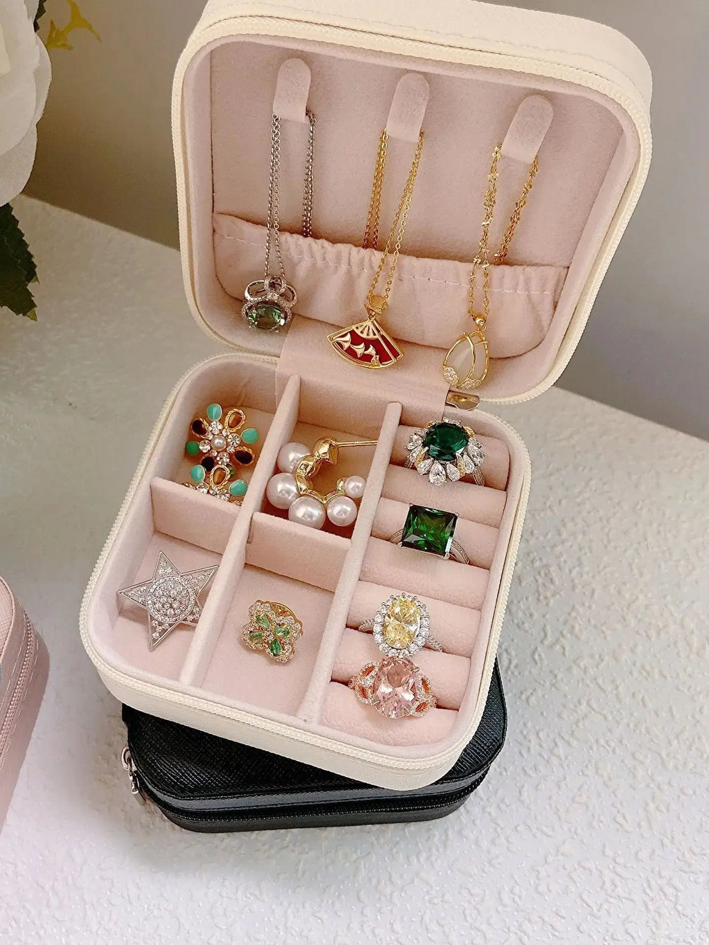 Portable Mini Jewelry Travel Case – PU Leather Organizer