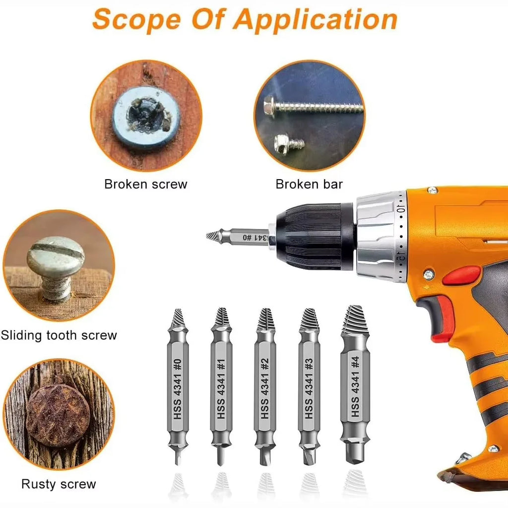 6-Piece Screw Extractor Set – Remove Stripped Screws