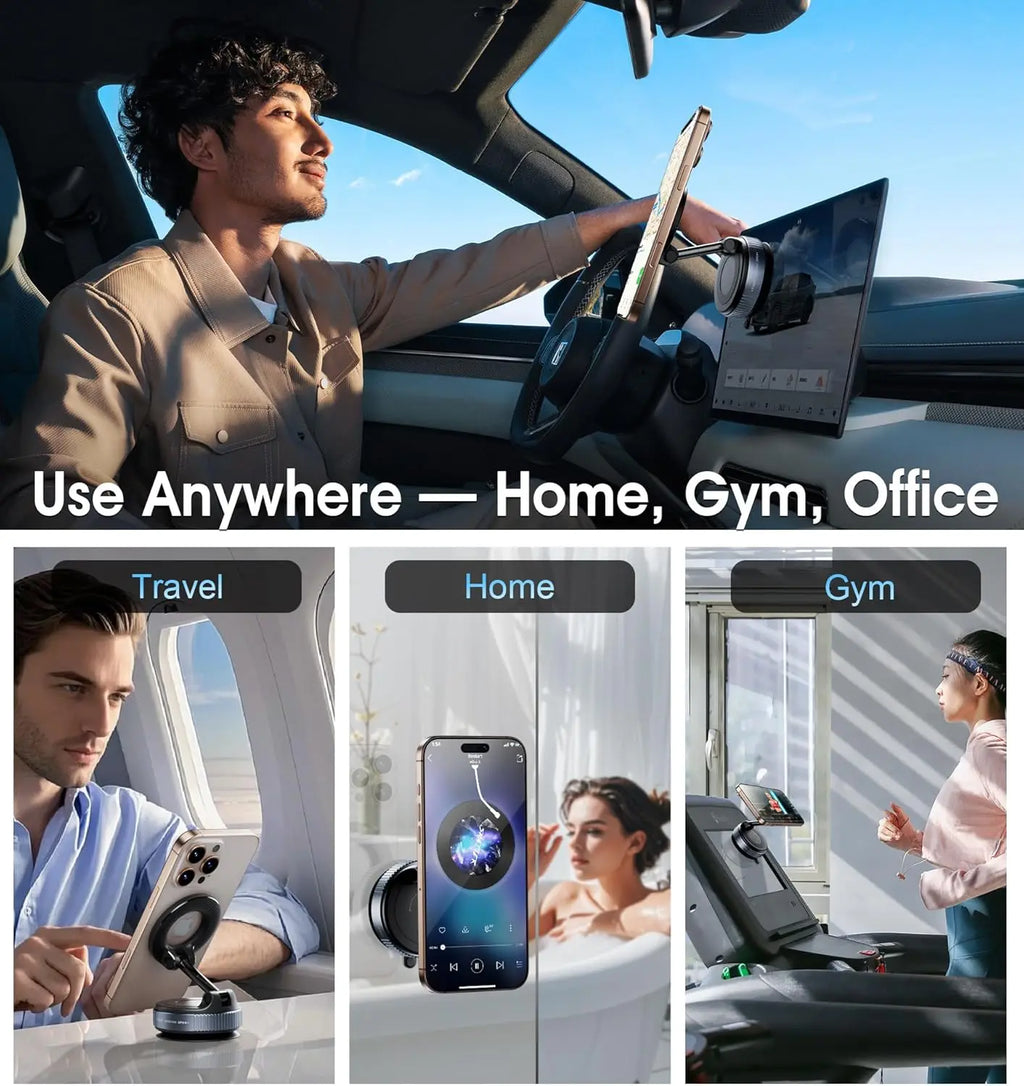 Magnetic Vacuum Suction Phone Holder – MagSafe-Compatible