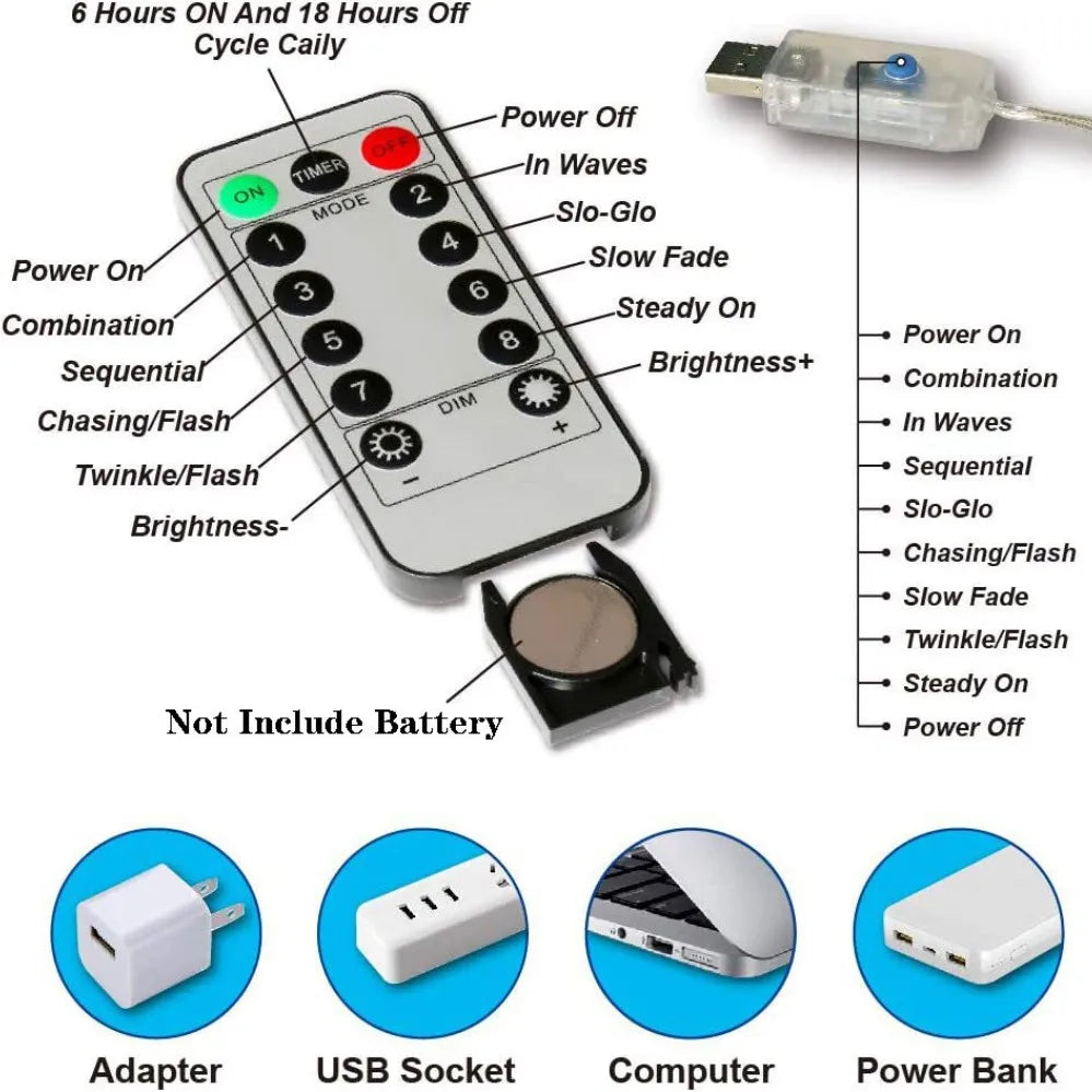 LED Curtain String Lights – USB, Remote Control