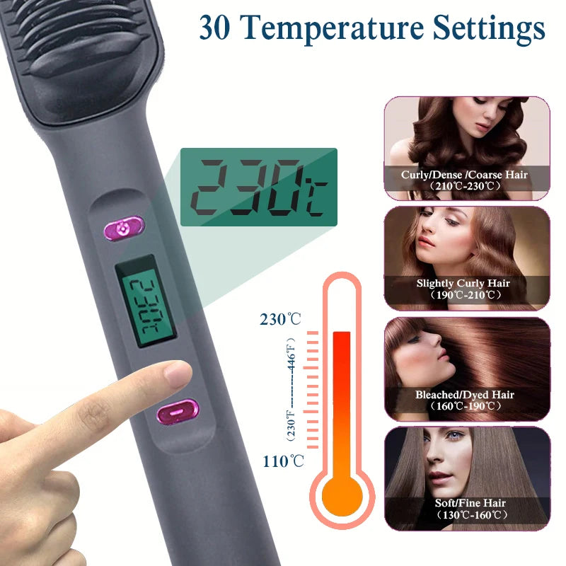 2-in-1 Hot Comb Hair Straightener Brush – Fast Heat, Anti-Scald