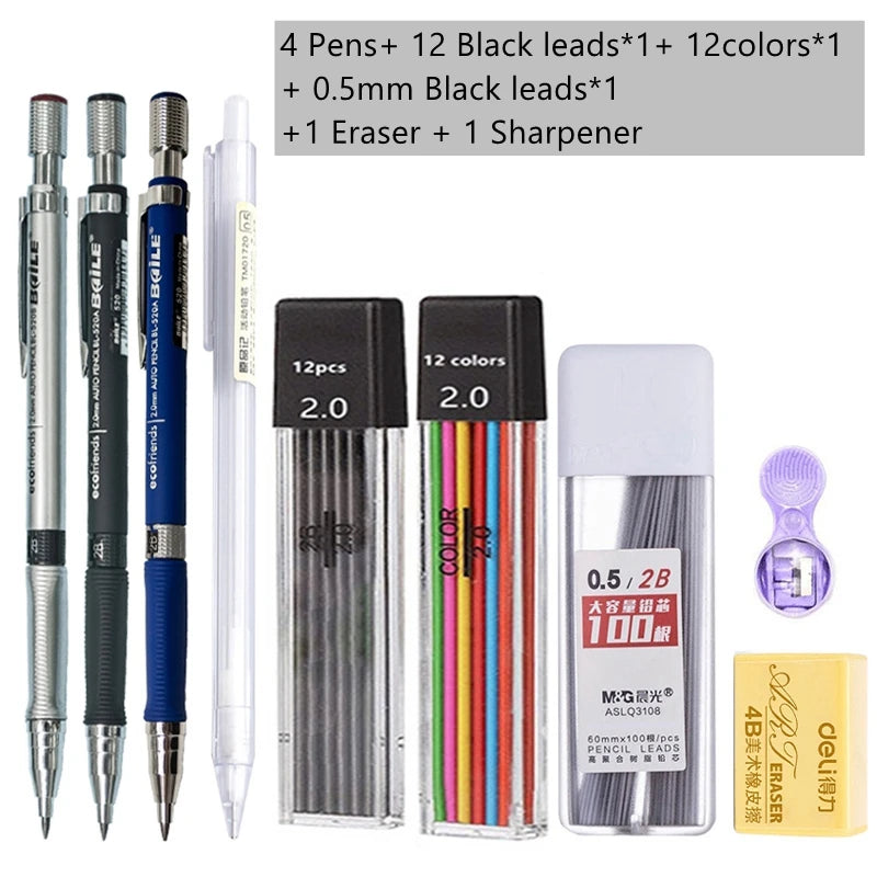 2.0 mm Mechanical Pencil Set with Lead Refills