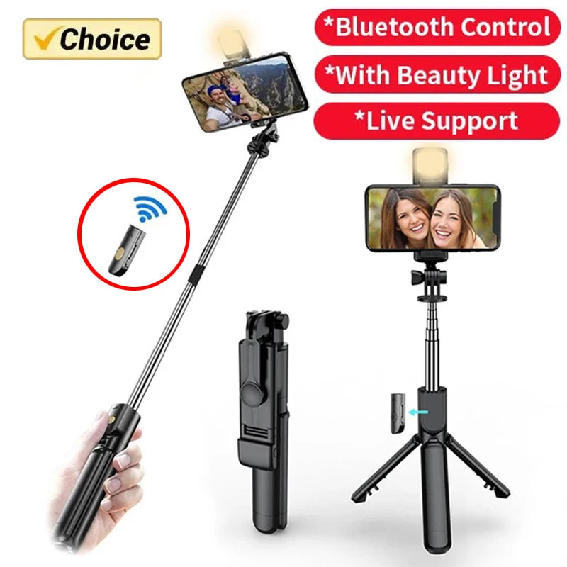 Selfie Stick Tripod with Fill Light – Wireless Remote