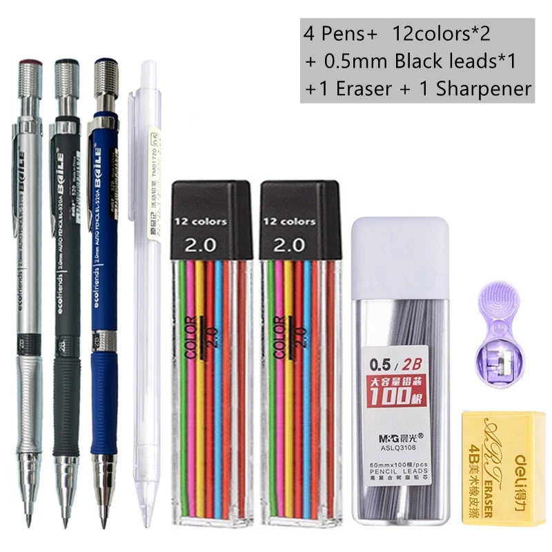2.0 mm Mechanical Pencil Set with Lead Refills