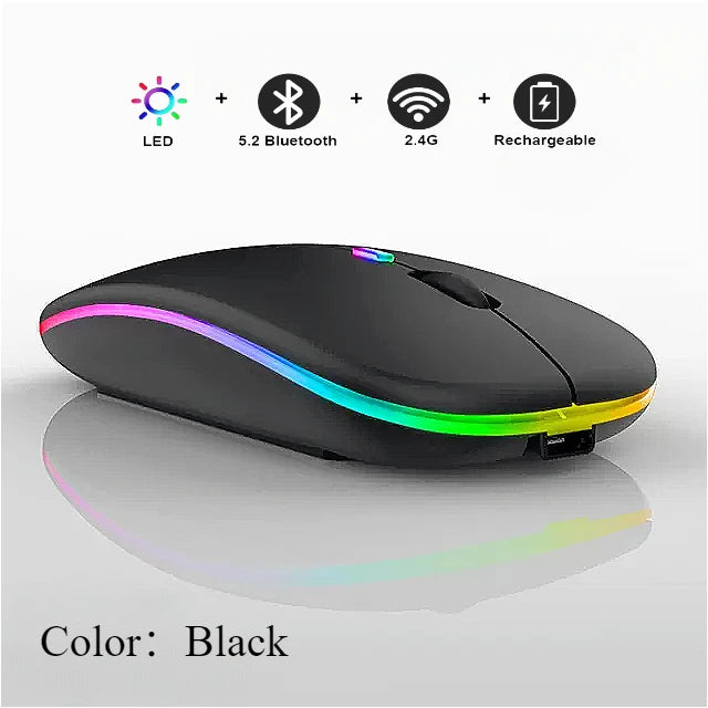 Rechargeable Silent Wireless Mouse – Bluetooth + USB