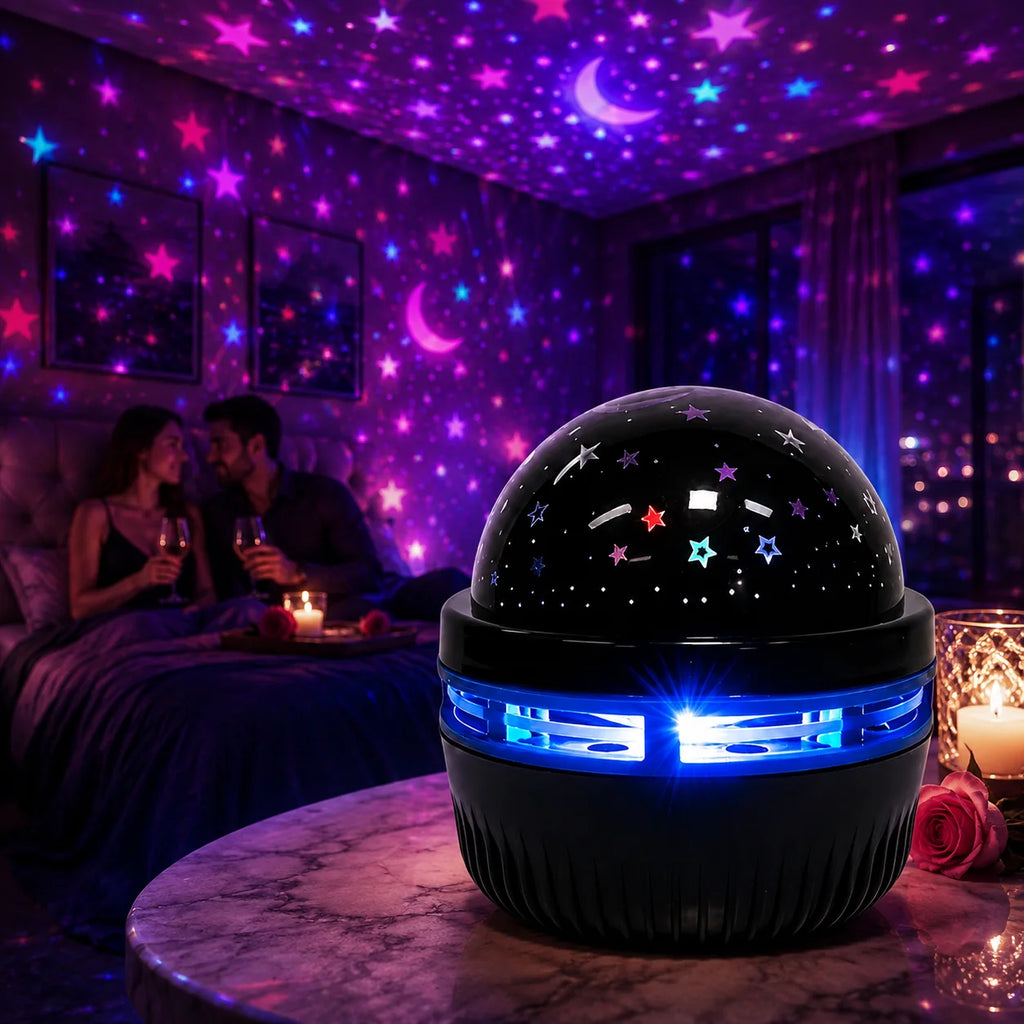 Galaxy Star Projector Night Light – Moon & Stars RGB