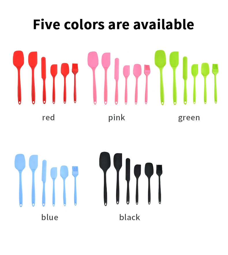6-Piece Silicone Baking Utensil Set – Spatulas, Scraper & Brush