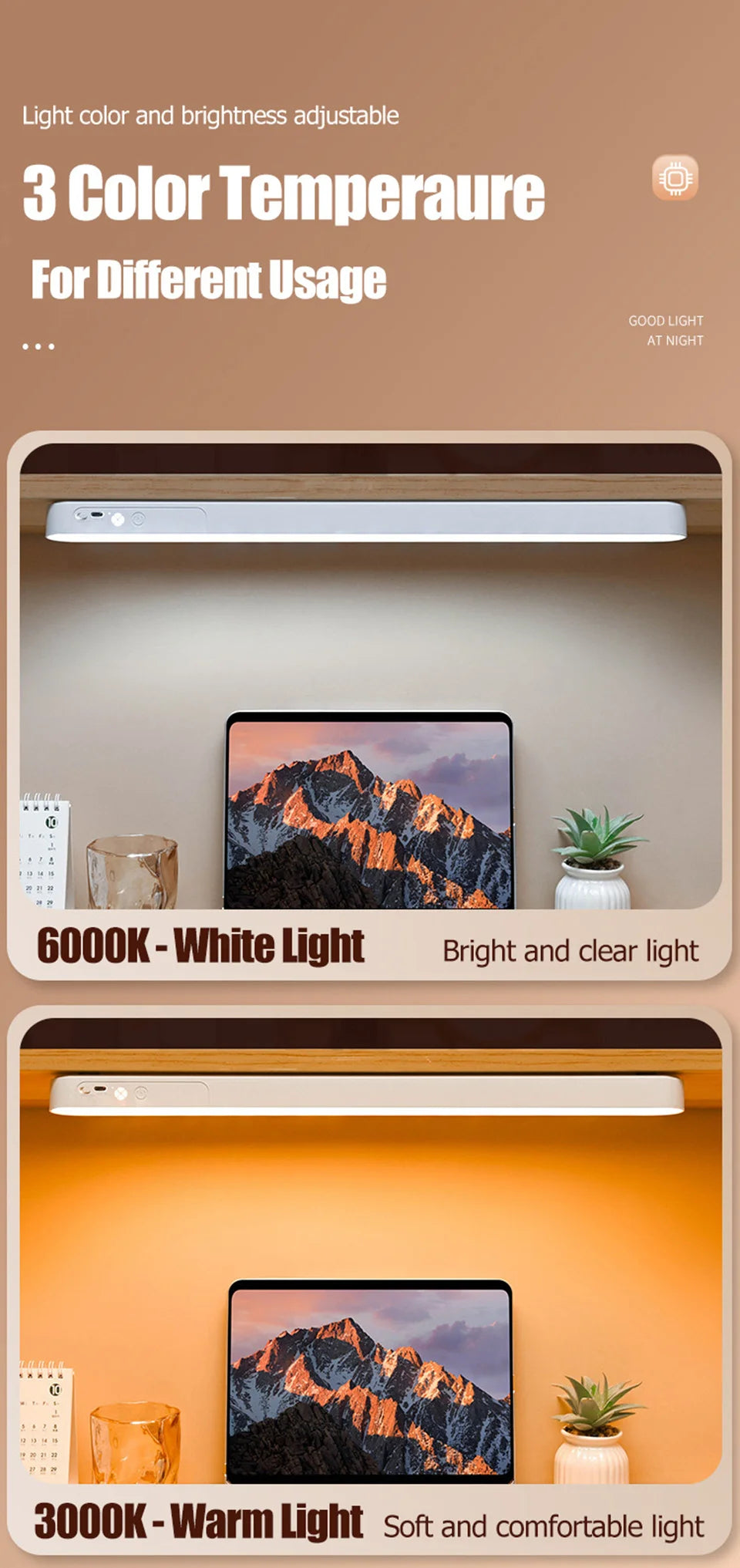 Rechargeable LED Light Bar Lamp – Desk, Bedside & Cabinet